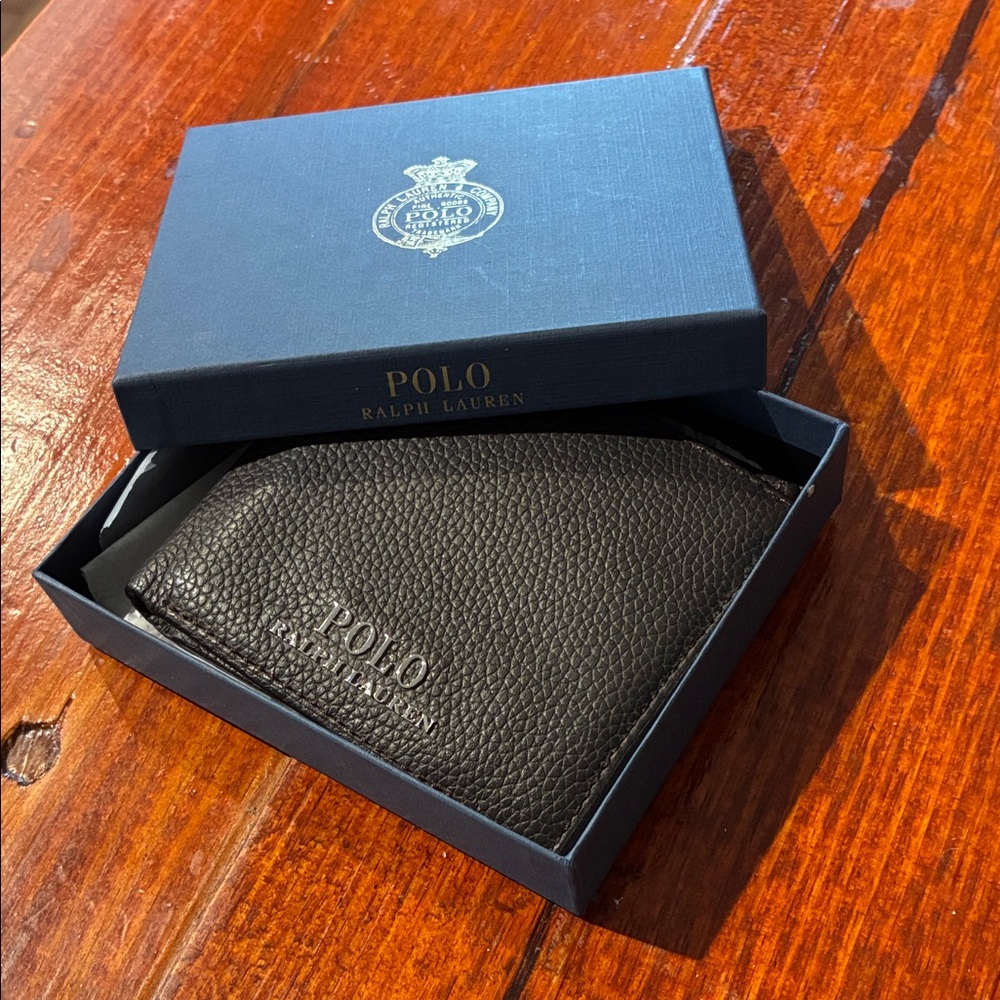 Polo by Ralph Lauren Black Pebbled Leather Card Holder